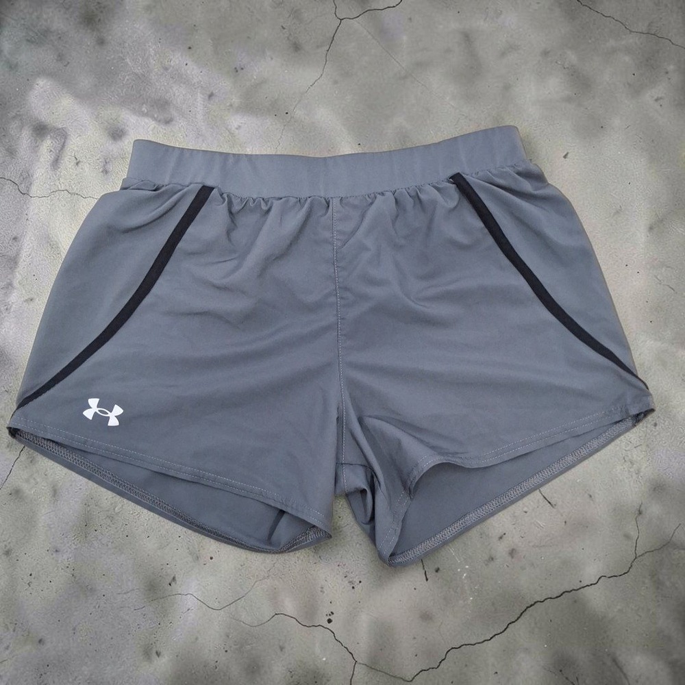Under Armour Girls Youth Small Gray Shorts Ath Running Lightweight Drawstring